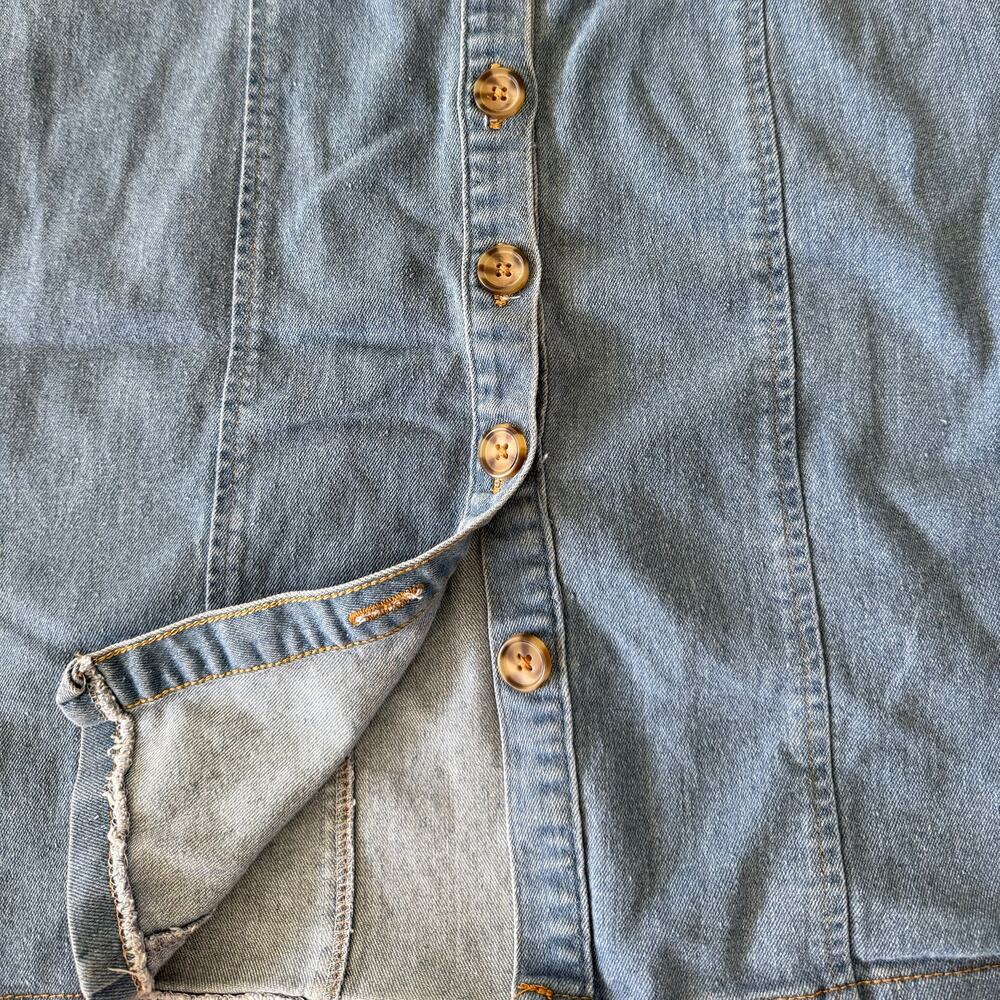 Love by Chesley M Blue Denim Button Down Off Shoulder Dress Elastic Waist - Picture 7 of 10